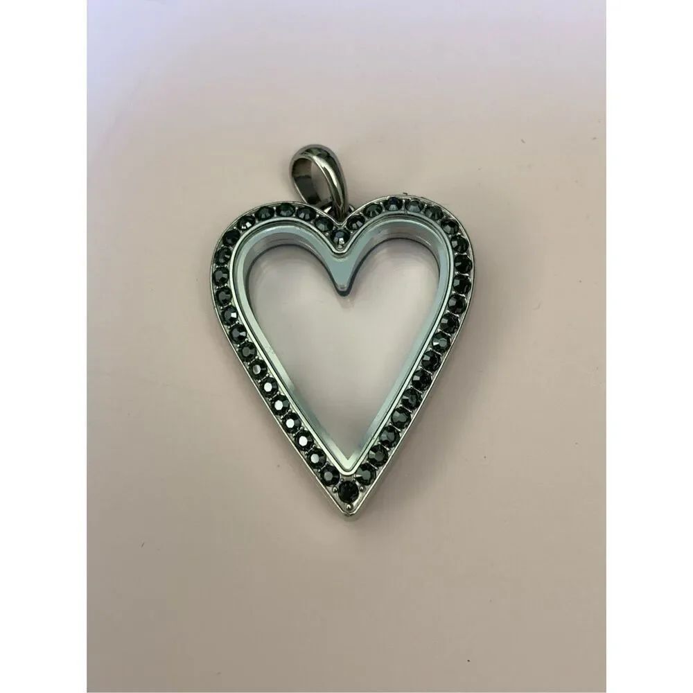 Heart Black Crystals Locket with Earrings #love #heart